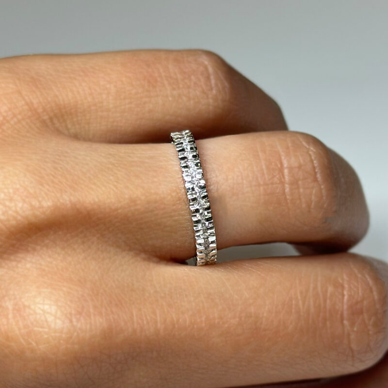 Fede ingranaggi Diamanti oro bianco