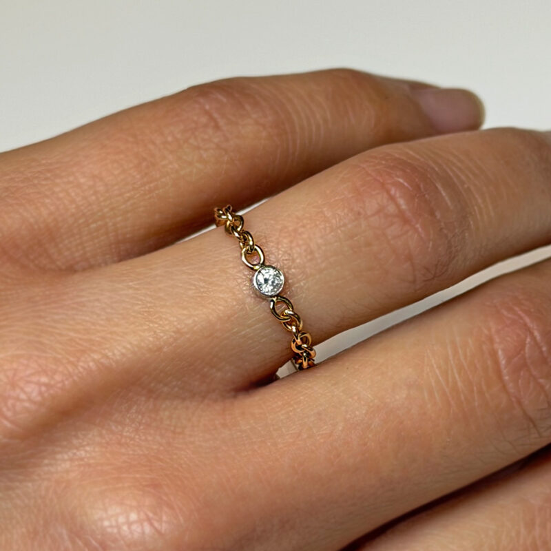 Anello Flavioro catena oro 18kt e diamante