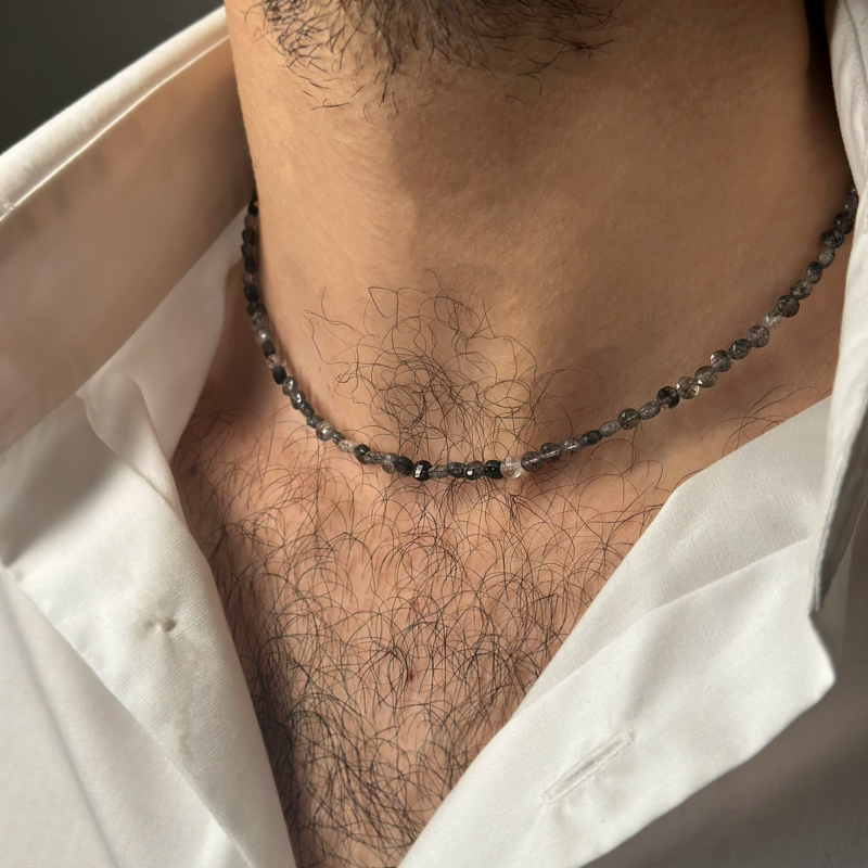 Flavioro Collana Rainbow Unisex Quarzo Rutilato Oro 18kt