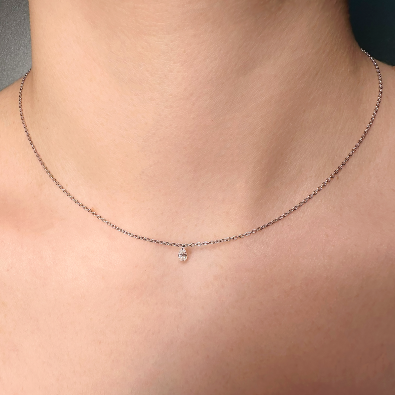 Flavioro Collana Oro 18kt Diamante Forato ct 0.10