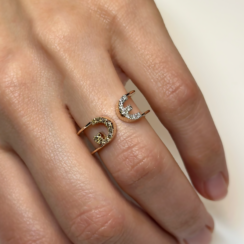 Flavioro Anello Lettere Diamanti Personalizzabile