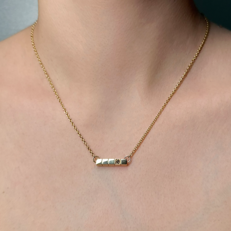 Flavioro Collana Gian Oro 18kt Diamante Brown ct 0.06