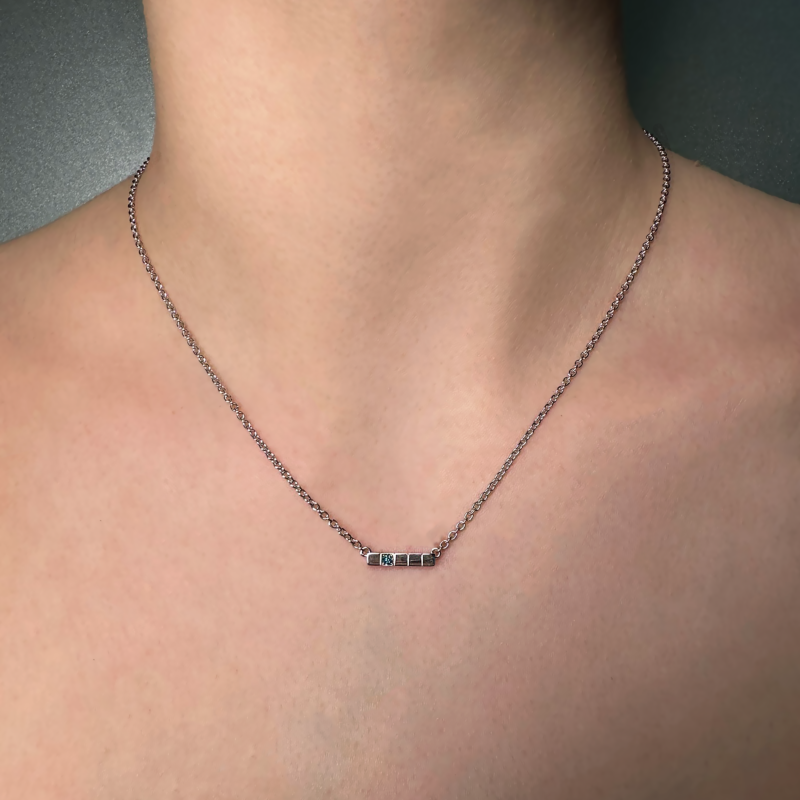 Flavioro Collana Gian Oro 18kt Diamante Blu ct 0.03