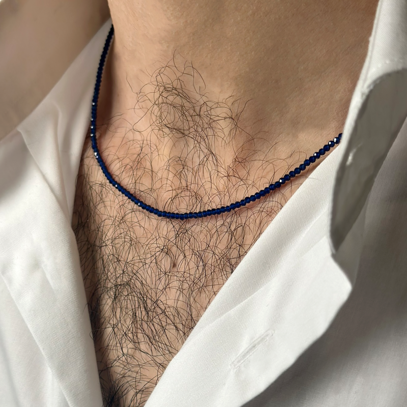 Flavioro Collana Rainbow Unisex Quarzo Blu Oro 18kt