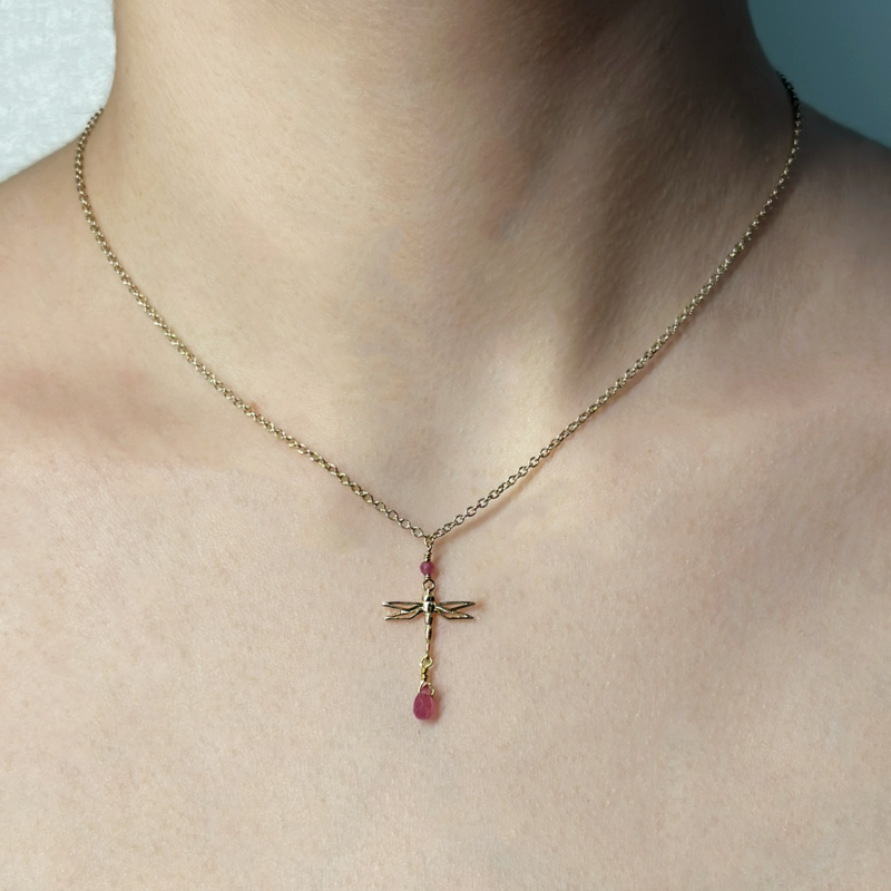 Flavioro Collana Libellula Oro 9kt Zaffiri