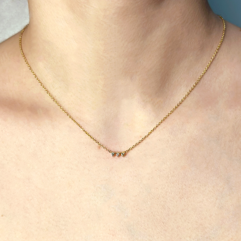 Flavioro Collana Tris Oro Giallo 18kt Diamanti ct 0.09