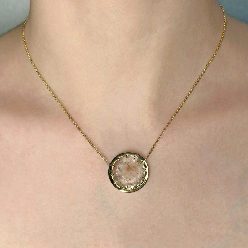 Collana oro giallo 18kt quarzo rutilato