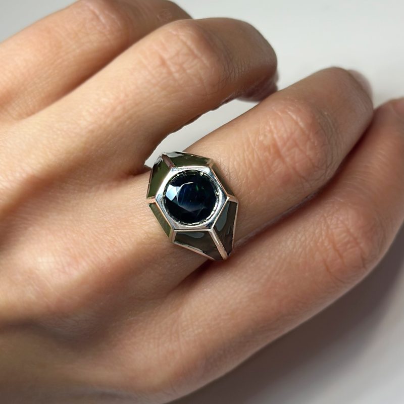 anello tormalina verde argento