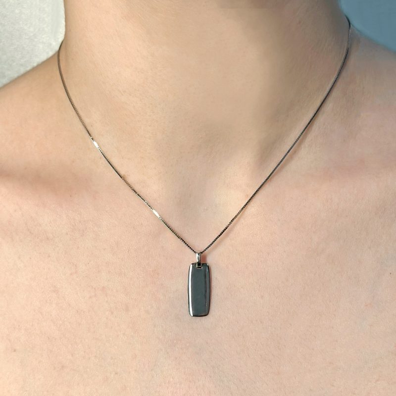 CIONDOLO RETTANGOLARE ORO BIANCO 18KT