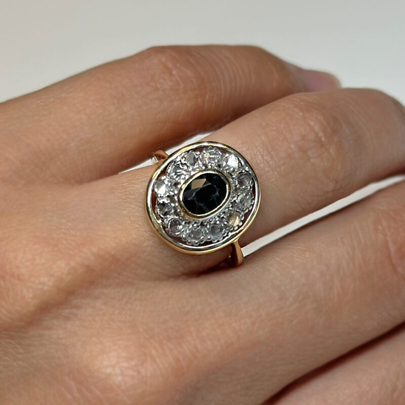 anello antico zaffiri e diamanti