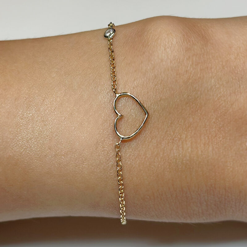 bracciale cuore oro giallo diamante