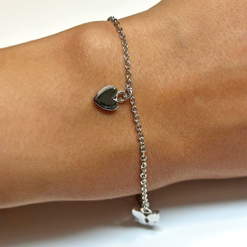 bracciale cuore e farfalle oro 18kt