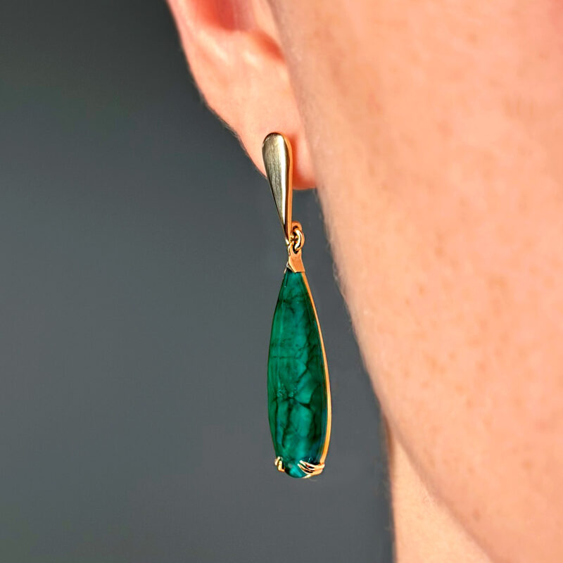 orecchini flavioro oro 18kt con tripletta di smeraldo