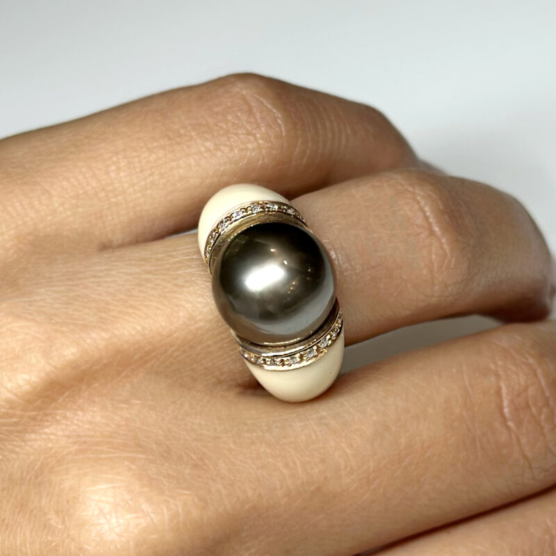 ANELLO PERLA TAHITI E DIAMANTI