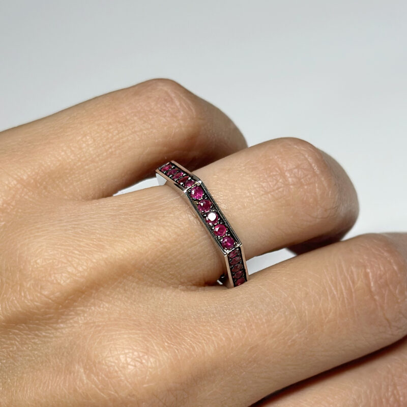 Anello Esagonale Rubini Oro 18kt