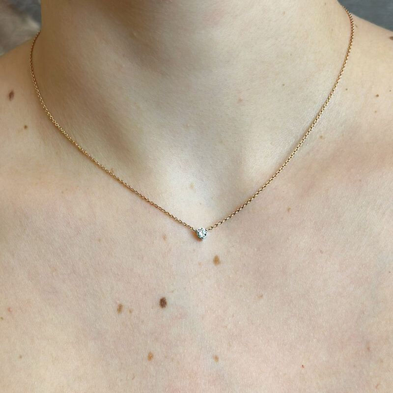 FLAVIORO COLLANA PUNTO LUCE ORO ROSA 18KT CON DIAMANTE 0.20 CT