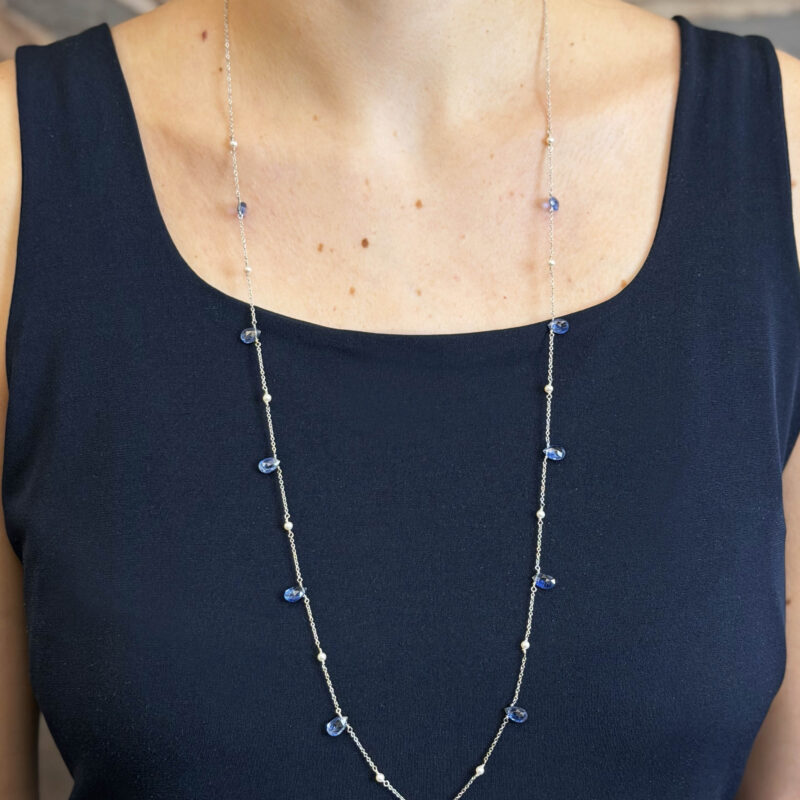 COLLANA IOLITE E PERLE