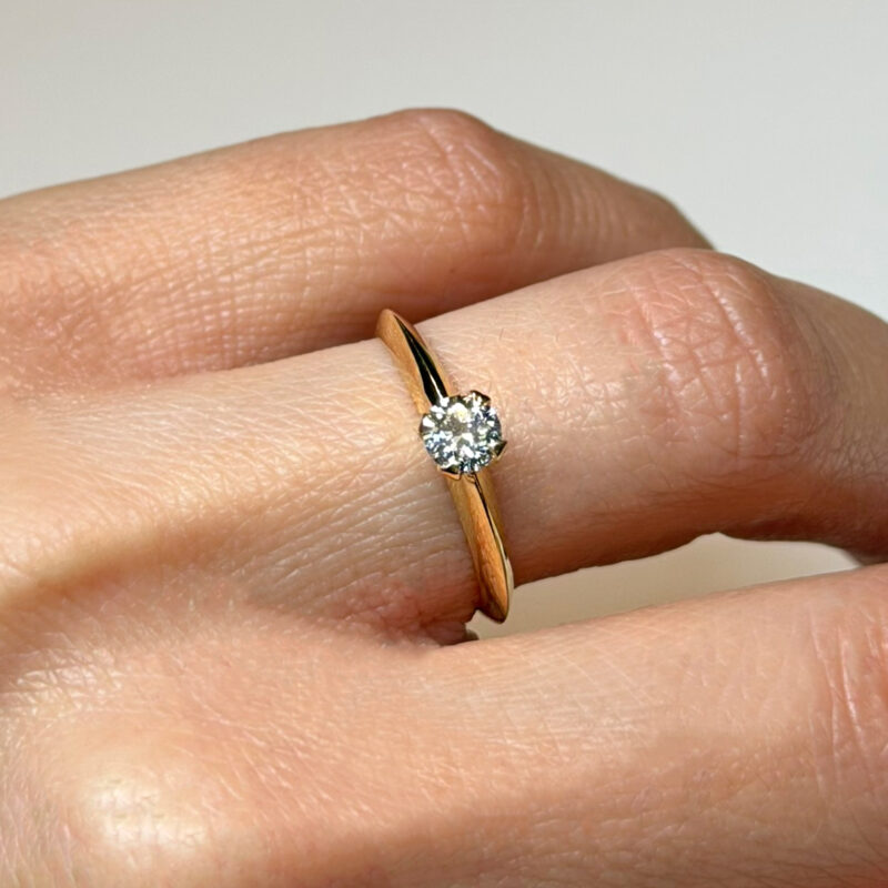 SOLITARIO ANNA FLAVIORO IN ORO GIALLO CON DIAMANTE CT 0.30 CERTIFICATO GIA