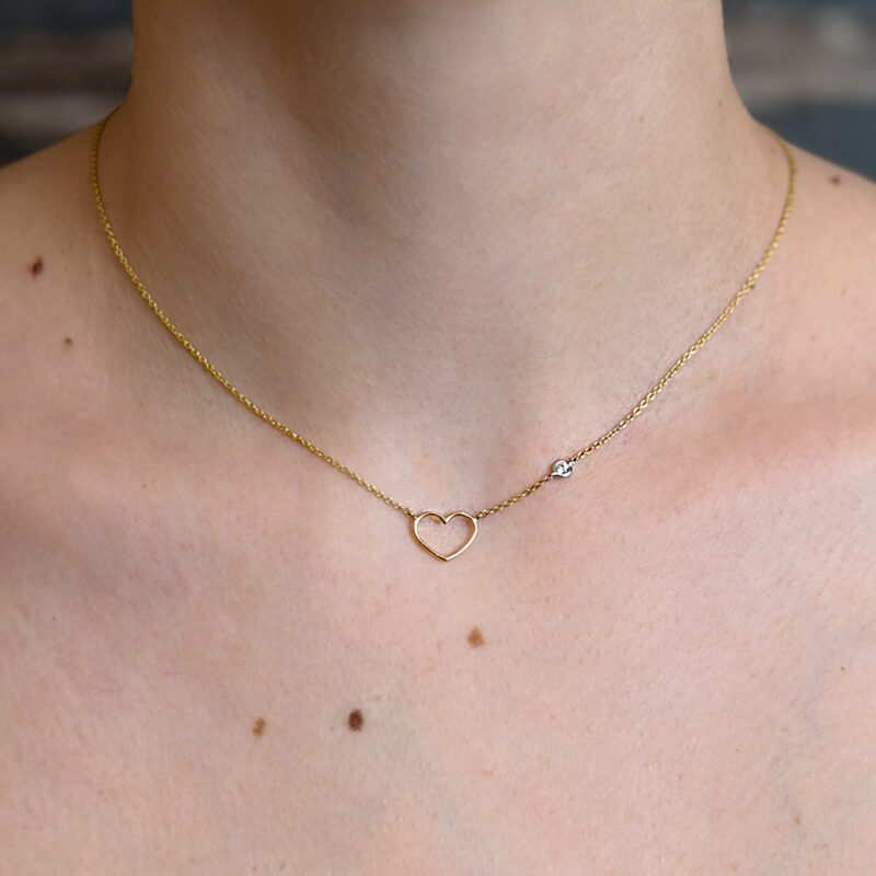 Collana Flavioro cuore oro giallo 18kt con diamante