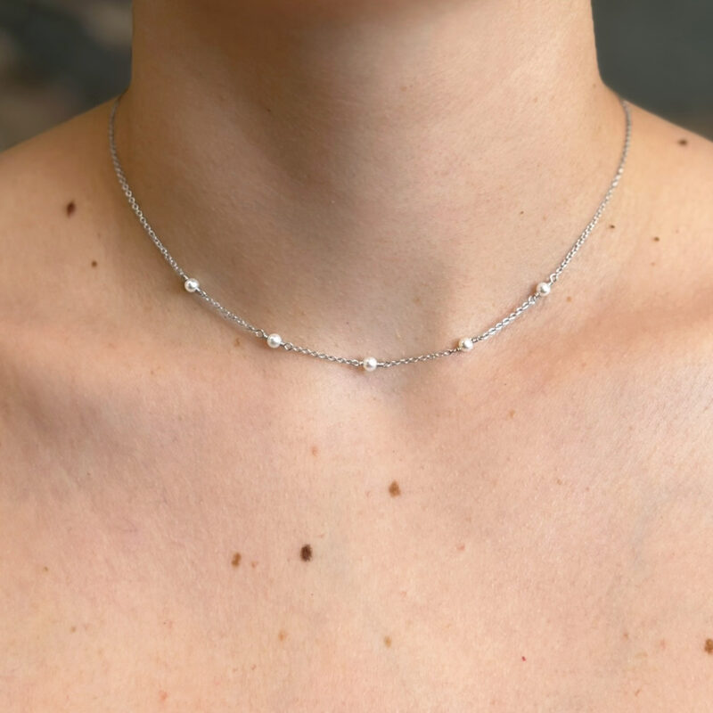 collana Dono² oro bianco 5 perle di acqua dolce